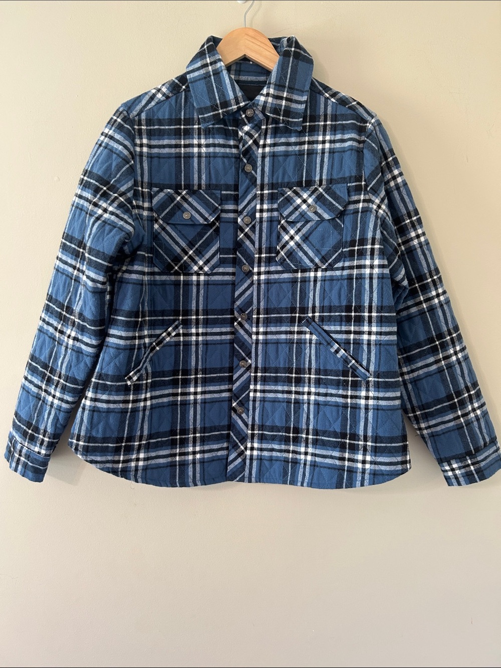 Field Tested Guide Gear Large Men’s Blue Plaid Shacket Quilted Shirt Jacket